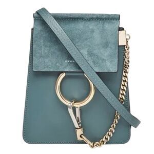 CHLOE Cloudy Blue Green Suede & Leather Mini 3way Crossbody Faye Bracelet Bag